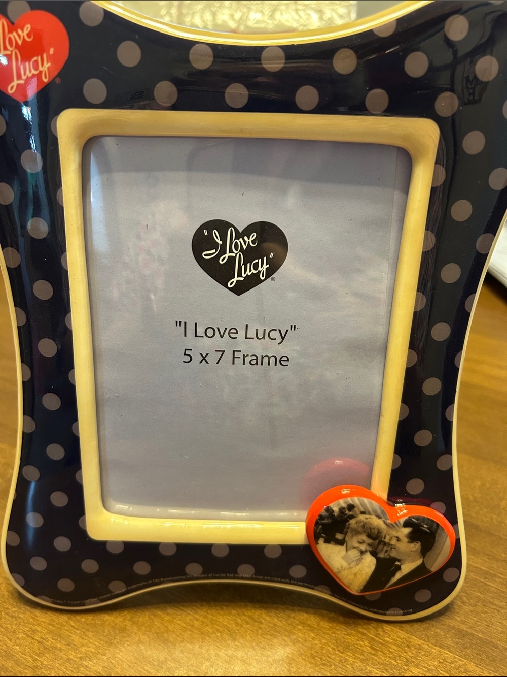 I Love Lucy Polka Dot 5x7 Picture Frame - Black w/Cream Trim & gray polka dots